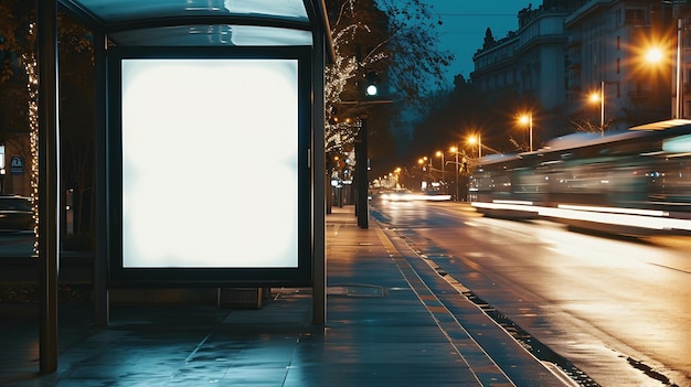 Un cartel publicitario electrónico en blanco con una pantalla de espacio en blanco para su mensaje de texto o IA generativa