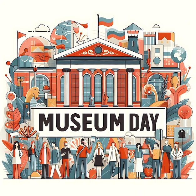 un cartel que dice el día del museo en blanco y negro