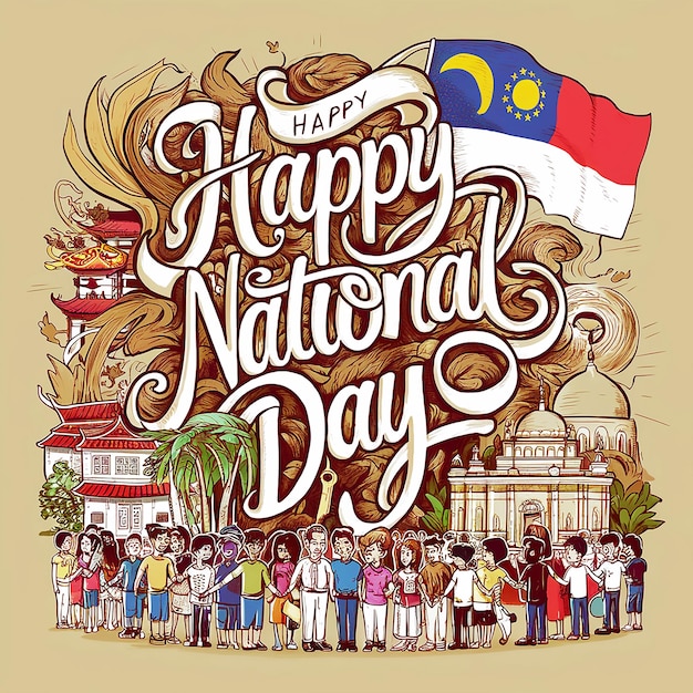 un cartel que dice feliz día nacional en él