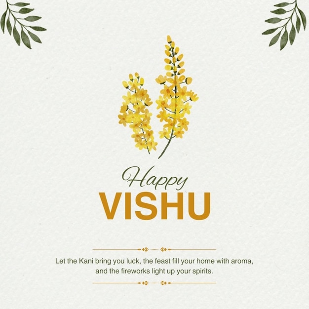 un cartel que dice "Happy Vishu" en él