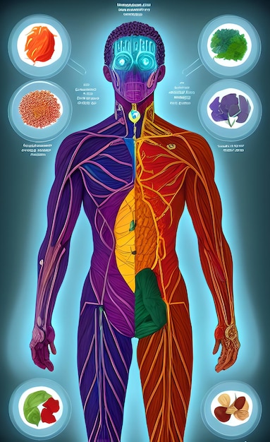 Foto un cartel que muestra la anatomía del cuerpo humano.