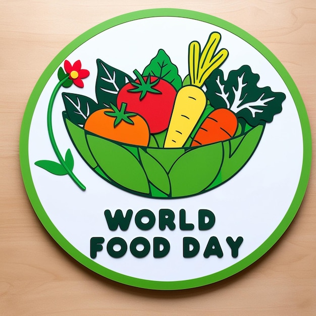 un cartel redondo que dice comida del mundo en él