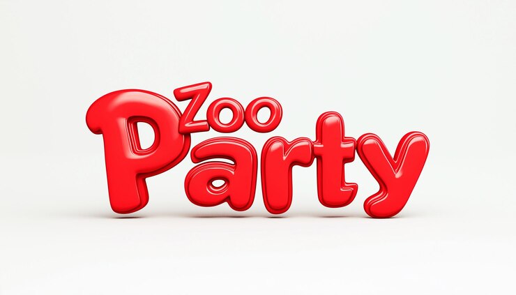 Foto un cartel rojo que dice fiesta del zoológico en la parte superior