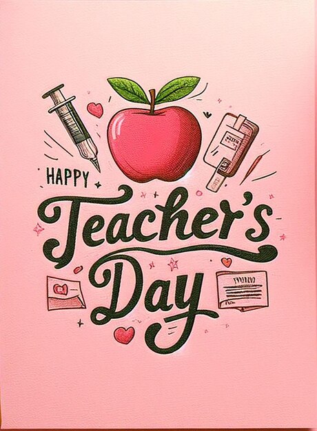 Foto un cartel rosa con una frase el día del maestro escrito en él