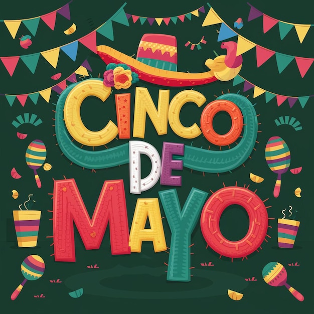 un cartel para un sombrero mexicano con CINCO DE MAYO