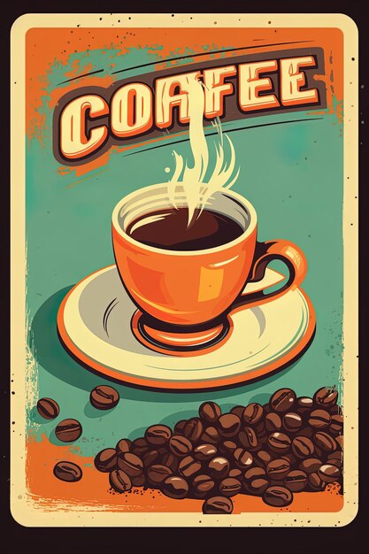 Foto un cartel con una taza de café y una taza