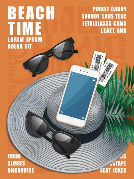 un cartel para un teléfono que dice tiempo y gafas de sol