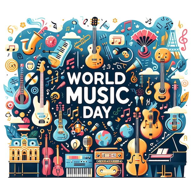 Foto un cartel vectorial de un día mundial de la música con una cita de la música mundial