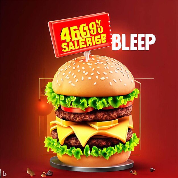 Foto cartel de venta de hamburguesas e imagen gratis con fondo colorido