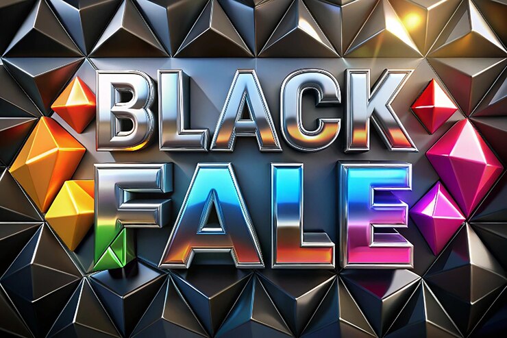 Foto cartel de venta de viernes negro 3d colorido plantilla de diseño de cartel geométrico para promoción estilo de material metálico y plástico brillante