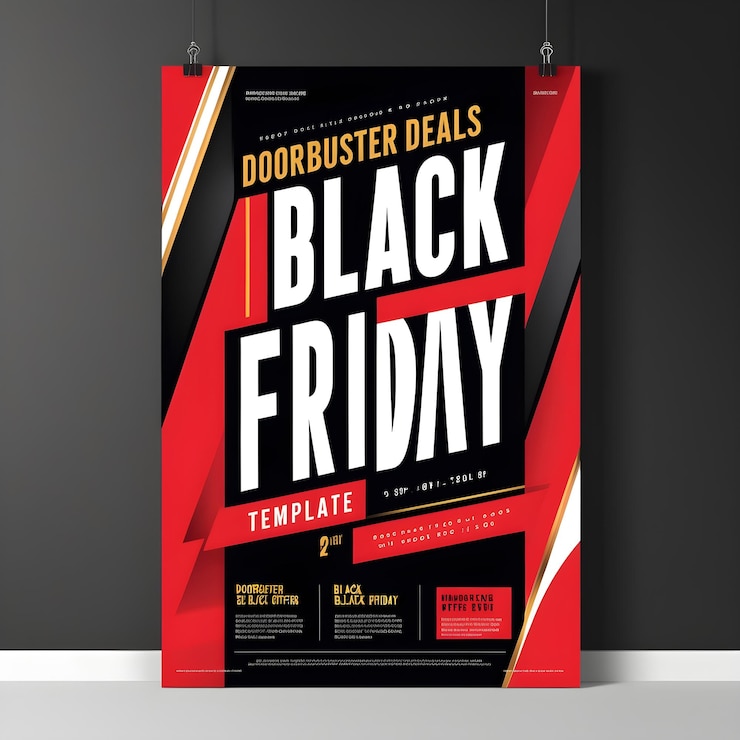 Foto un cartel para la venta del viernes negro está en una pared