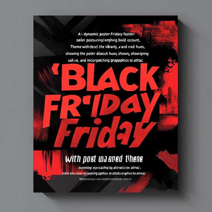 Foto un cartel de venta de viernes negro con un fondo rojo y un viernes negro en la portada