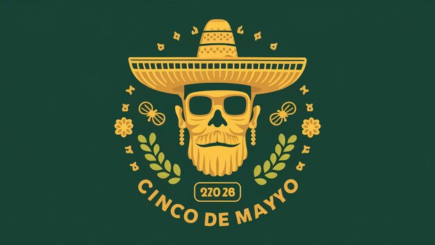 Foto un cartel verde y amarillo para un sombrero mexicano mexicano