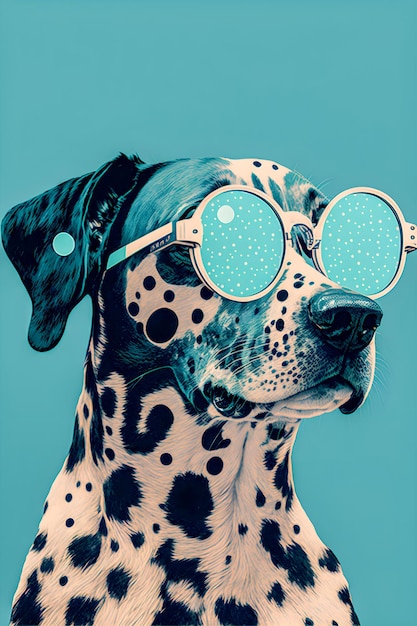 Cartel vintage Perro con gafas ilustración