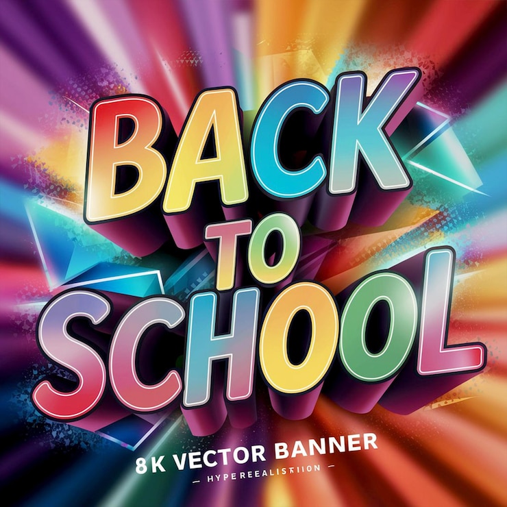 Foto un cartel para volver a la escuela con un fondo de color arco iris