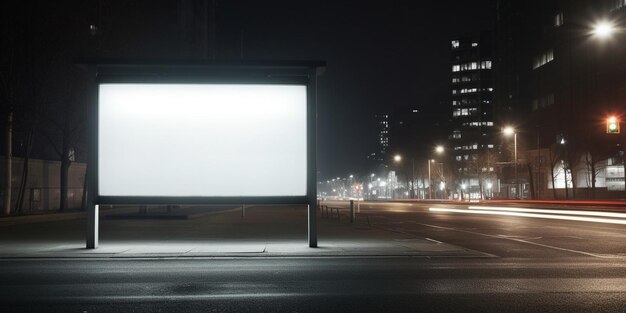 Cartelera en blanco en la calle nocturna IA generativa