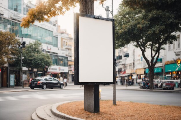 Cartelera en blanco en el fondo de la vista de la ciudad