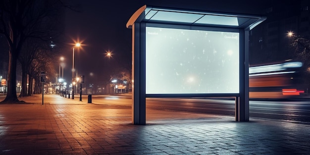 Cartelera en blanco iluminada con espacio para copiar su mensaje de texto o mensaje promocional con IA generativa