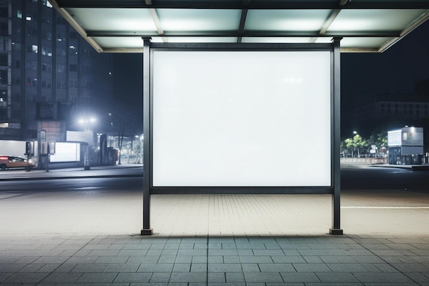 Cartelera en blanco en el tráfico nocturno