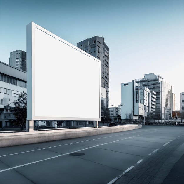 Cartelera de imágenes de alta calidad en una ciudad futurista moderna Un lienzo en blanco perfecto para publicidad