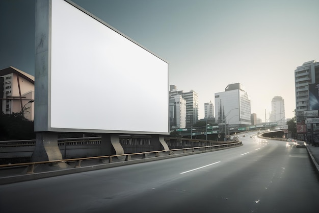 Cartelera de imágenes de alta calidad en una ciudad futurista moderna Un lienzo en blanco perfecto para publicidad