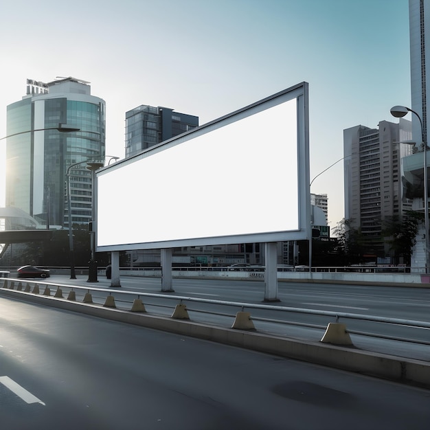 Cartelera de imágenes de alta calidad en una ciudad futurista moderna Un lienzo en blanco perfecto para publicidad