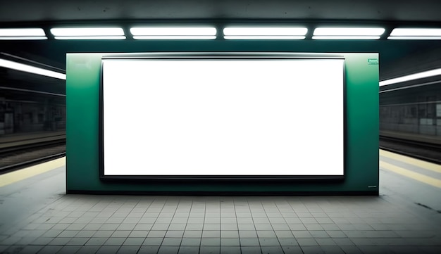 Cartelera de metro vacía Cartelera de publicidad de paisaje blanco en blanco en la estación de metro para marketing