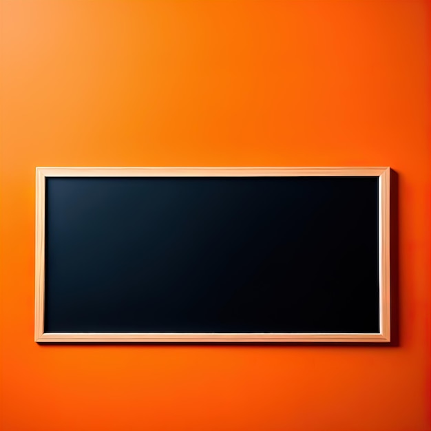 cartelera naranja en blanco en el fondo de una pared en un interior moderno 3 d render marco naranja vacío