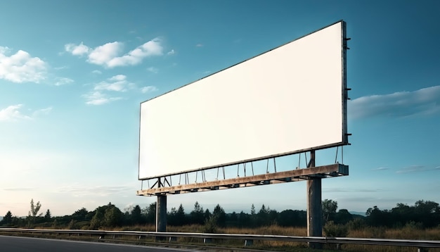 Cartelera publicitaria vacía en la carretera con maqueta de concepto de publicidad de cielo azul Generativo ai