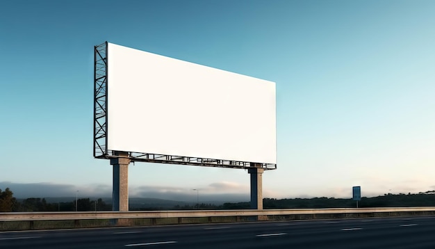 Cartelera publicitaria vacía en la carretera con maqueta de concepto de publicidad de cielo azul Generativo ai