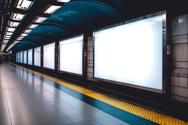 carteles blancos en la estación de metro