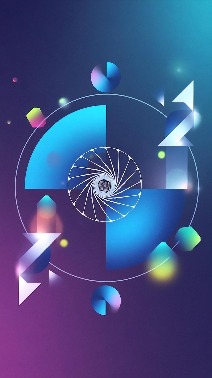 Foto carteles futuristas abstractos con formas geométricas