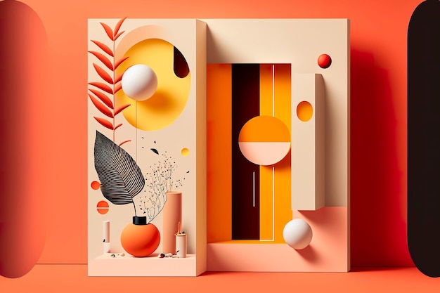 Carteles de geometría abstracta con elementos arquitectónicos mínimos ilustraciones abstractas con elementos de minimalismo