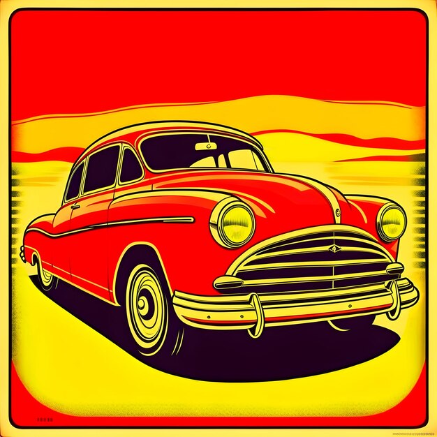 Los carteles de los viejos coches retro Generative Ai