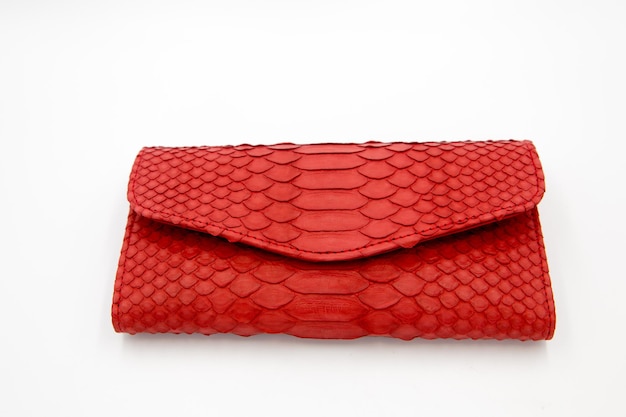 Cartera mujer Trendy natural piel de pitón serpiente roja