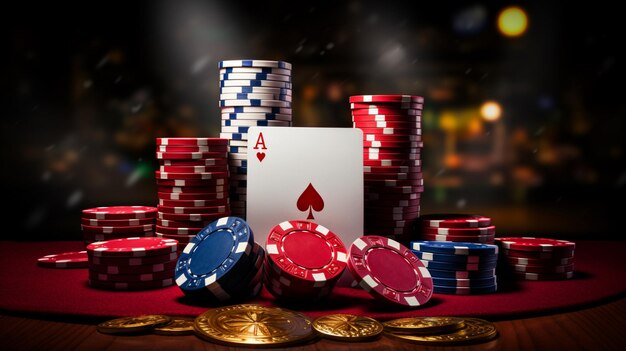 Cartões de cassino poker blackjack baccarat fichas imagem arte gerada por IA