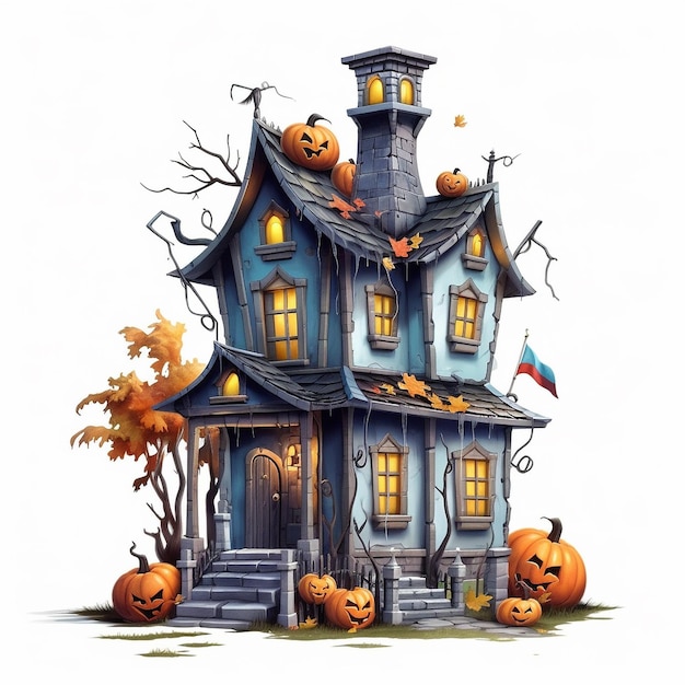 cartool ilustración casa de halloween