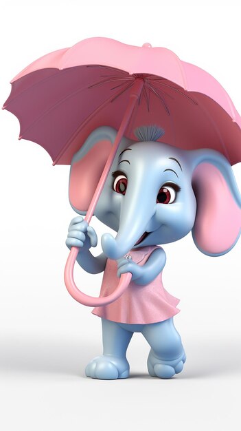 Foto cartoon 3d cartoon de elefante bonito segurando uma flor