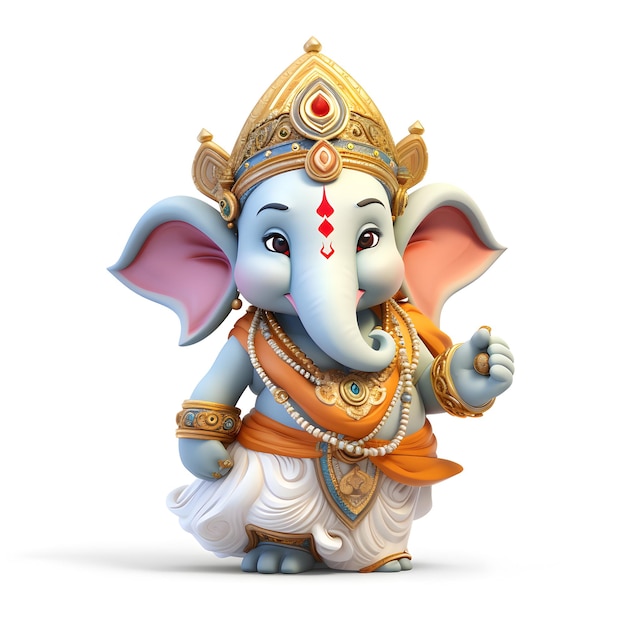 Cartoon 3D de Ganesha isolado em branco