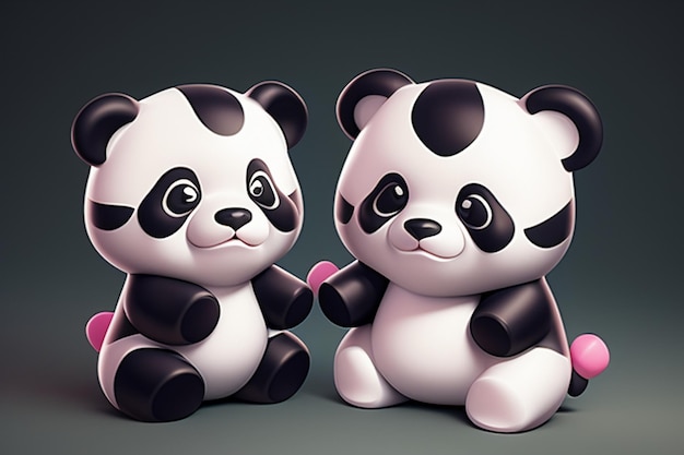 Cartoon-3D-Panda-Symbol-Illustration C4D-Darstellung eines realistischen wilden chinesischen süßen Pandas