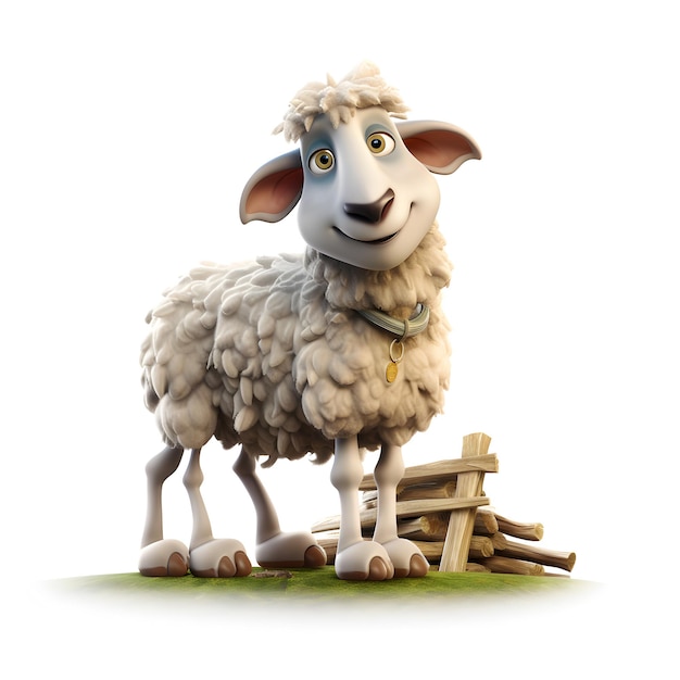 Cartoon 3d Schafe auf dem Bauernhof, isoliert auf weiß