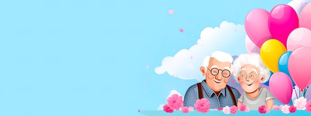Cartoon älteres verliebtes Paar älteres verliebtes Paar Valentinstag Großelterntag Generative KI