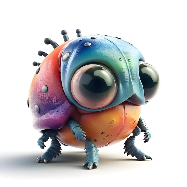 Cartoon-Alien-Monster auf weißem Hintergrund, 3D-Illustration