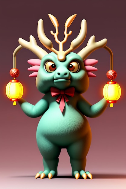 Cartoon-Animation Chinesisches Drachenbaby Anthropomorphes 3D-Rendering-Charaktermodell-Figurenprodukt