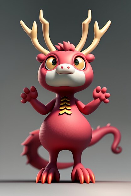 Cartoon-Animation Chinesisches Drachenbaby Anthropomorphes 3D-Rendering-Charaktermodell-Figurenprodukt
