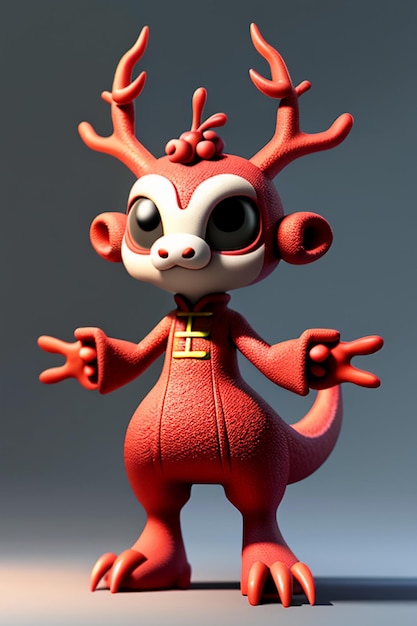 Cartoon-Animation Chinesisches Drachenbaby Anthropomorphes 3D-Rendering-Charaktermodell-Figurenprodukt