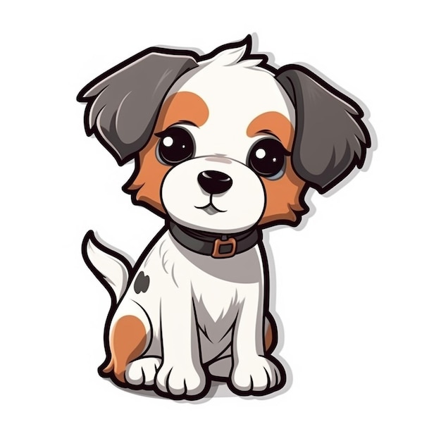 cartoon anime adesivo de cão estilo anime fundo branco