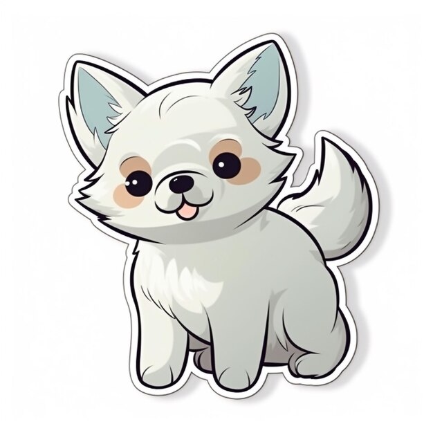 cartoon anime adesivo de cão estilo anime fundo branco