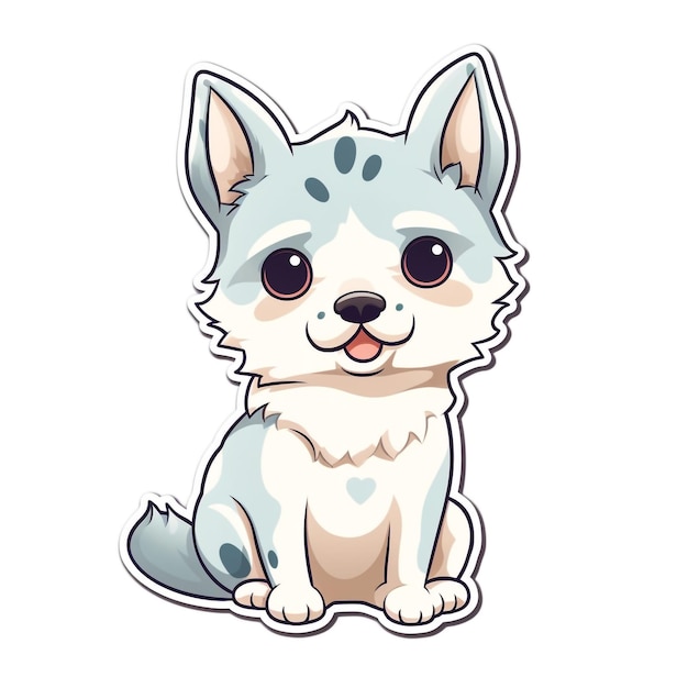 cartoon anime adesivo de cão estilo anime fundo branco