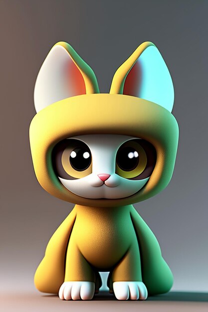 Cartoon-Anime-Stil kawaii süßes Katzencharaktermodell 3D-Rendering Produktdesign Spiel Spielzeug Ornament